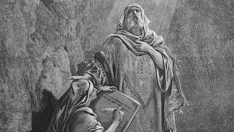 "Baruch Writes Jeremiah's Prophecies" (Baruc escribe las profecías de Jeremías) es de Gustave Dore.