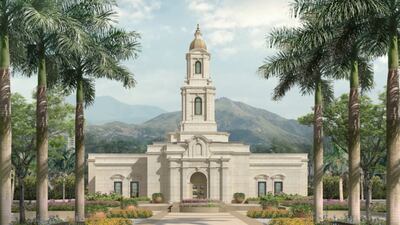 Una representación artística del exterior del Templo de Cali, Colombia.