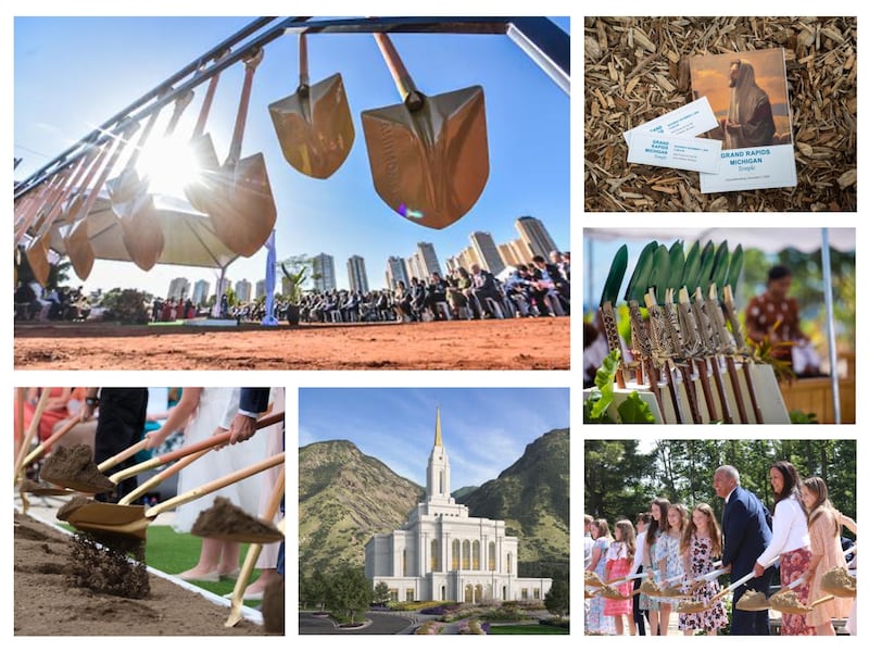 Escenas de las ceremonias de colocación de la primera piedra de templos en 2024.
