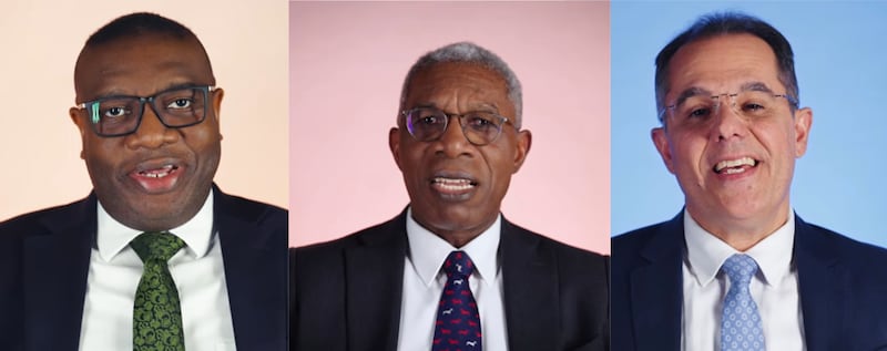 Tres nuevos videos cuentan las experiencias "Ama, Comparte, Invita" de las Setentas Autoridades Generales — élder I. Raymond Egbo, izquierda, élder D. Martin Goury y élder Aroldo B. Cavalcante.