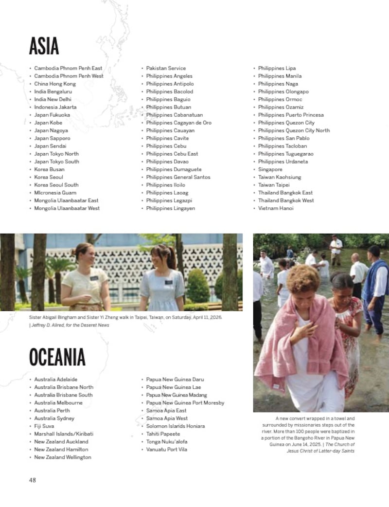 Parte de la lista de las 506 misiones de La Iglesia de Jesucristo de los Santos de los Últimos Días.