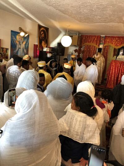 La estaca Creekside Layton Utah con la Iglesia Ortodoxa Etíope Tewahedo Santa María de Utah, 22 de agosto de 2021.