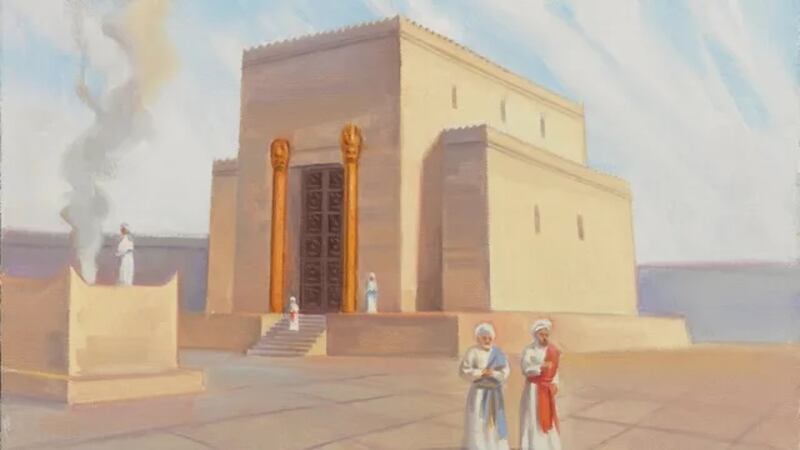 Una ilustración del templo de Zorobabel por Sam Lawlor.