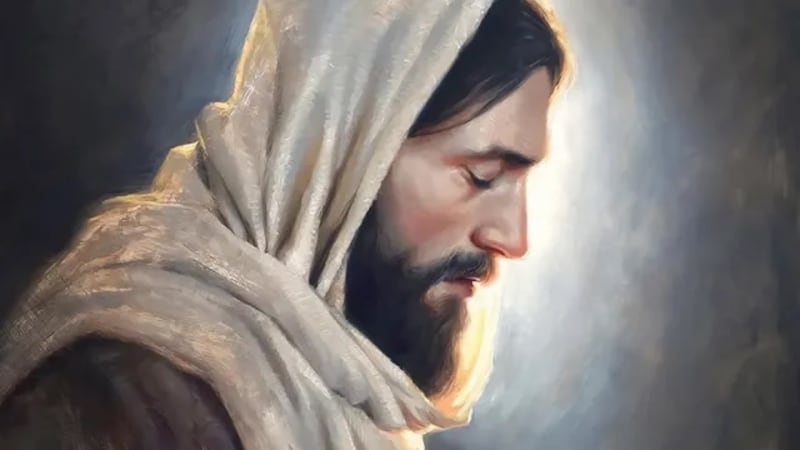 "Nuestra Luz" es un retrato de Jesucristo con la cabeza inclinada en oración, obra de Dan Wilson.