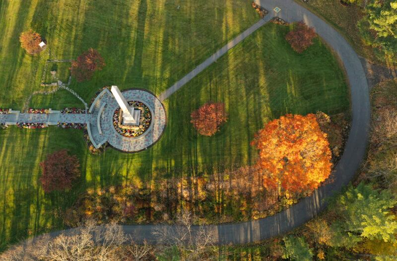 El Monumento en el lugar de nacimiento de José Smith en Sharon, Vermont, el sábado, 19 de octubre de 2019.