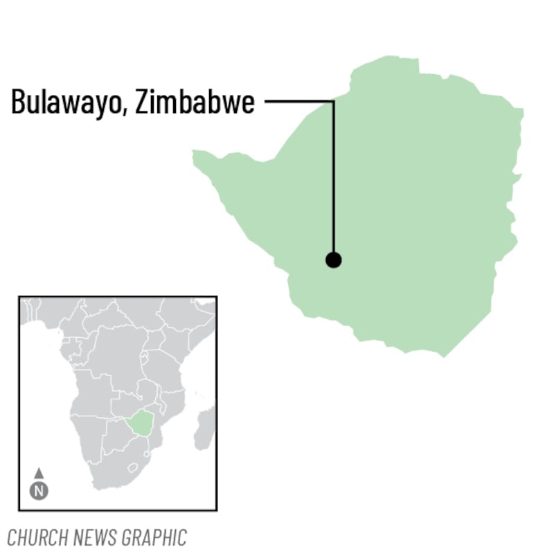 Un mapa muestra la ubicación de Bulawayo, Zimbabue, donde nació la Presidenta General de la Primaria Rosemary K. Chibota.