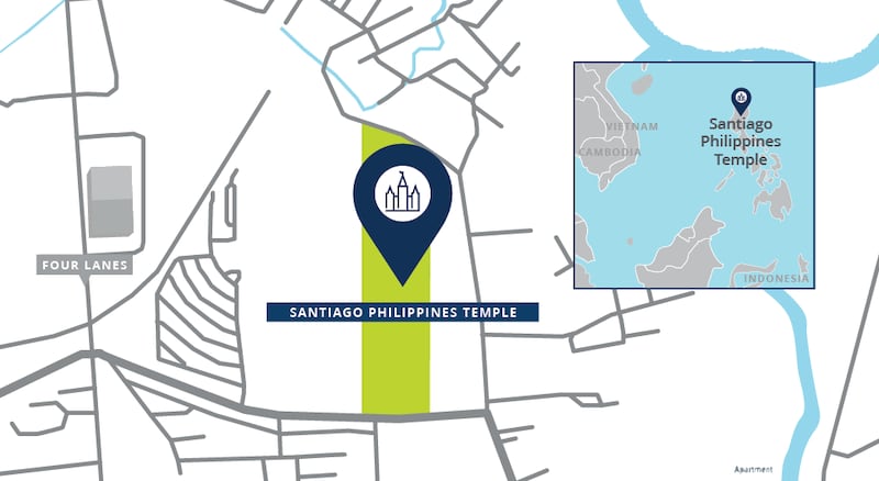 Un plano del sitio del Templo de Santiago, Filipinas.